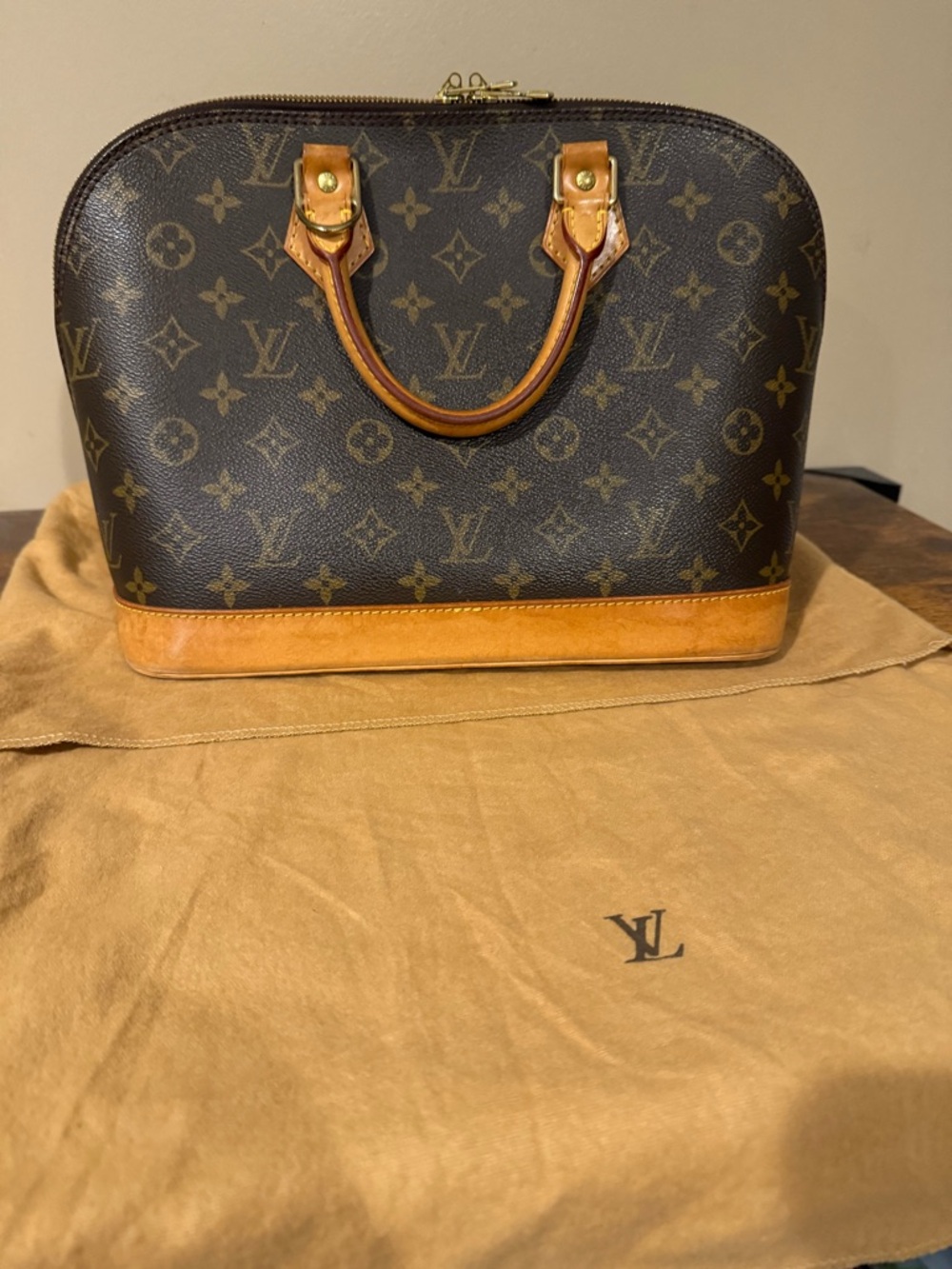 Louis Vuitton Monogram Alma Satchel in Brown and Vachetta